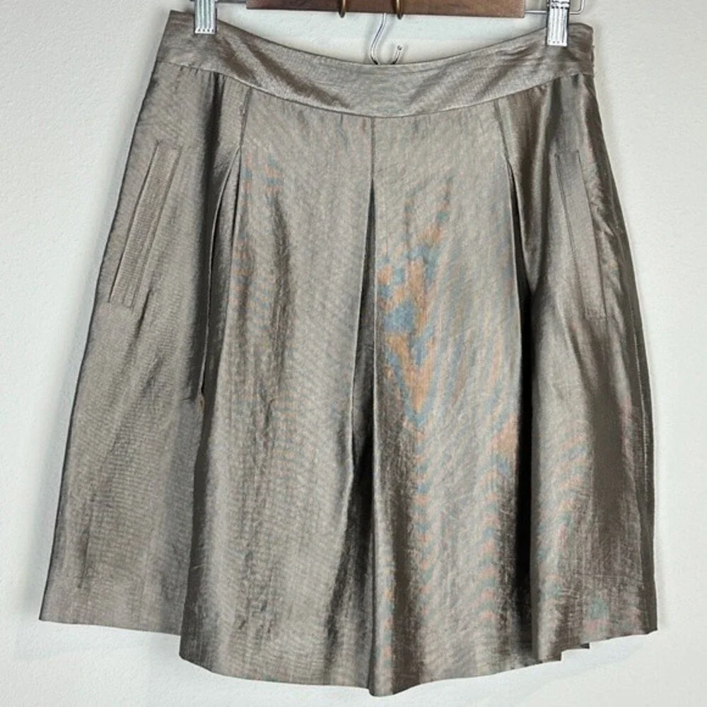 BCBGMaxAzria Metallic A-Line Box Pleated Skirt 2
